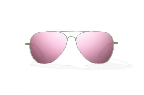 BAJIO SOLDADO | Frame Color: Light Green Glass Matte | Lens Color: Rose Mirror | Lens Material: Glass Lenses