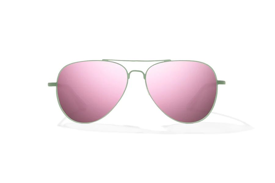 BAJIO SOLDADO | Frame Color: Light Green Glass Matte | Lens Color: Rose Mirror | Lens Material: Polycarbonate Lenses