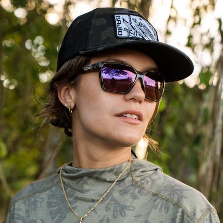 BAJIO ELDORA | Frame Color: Black Gloss | Lens Color: Blue Mirror | Lens Material: Polycarbonate Lenses
