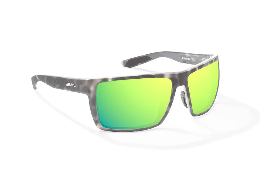 BAJIO STILTSVILLE | Frame Color: Gray Rock Matte | Lens Color: Green Mirror | Lens Material: Glass Lenses